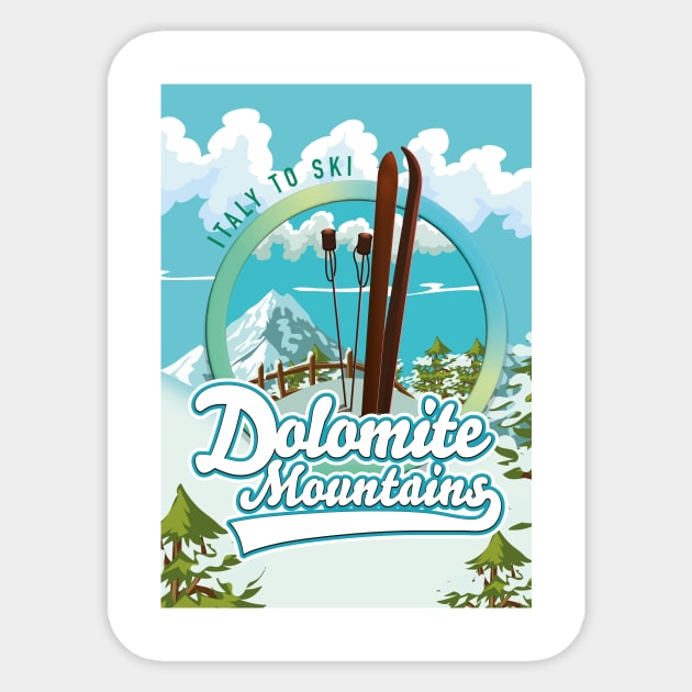 Dolomite mountains italy ski logo Sticker by nickemporium1